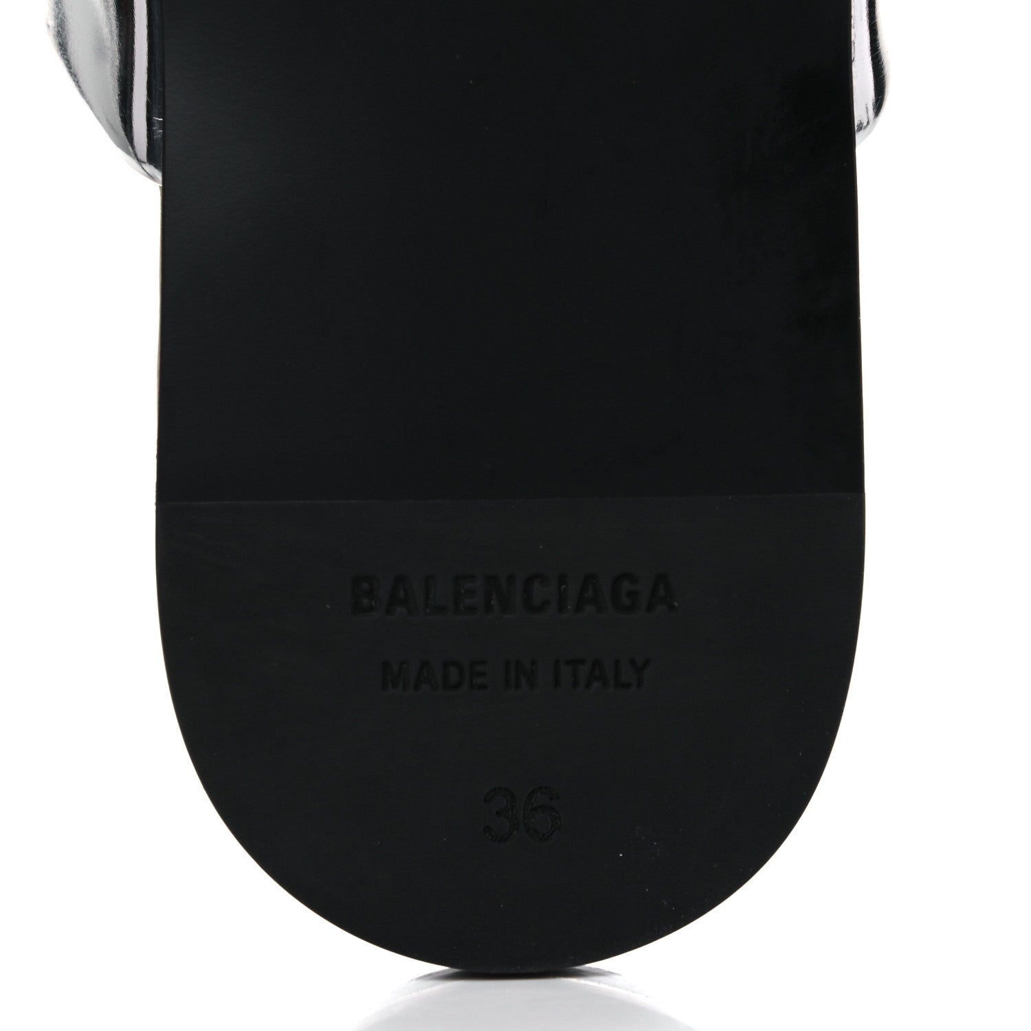 Balenciaga Mirror Metallic Calfskin Oval BB Slide Sandals 36 Silver 6 of 11
