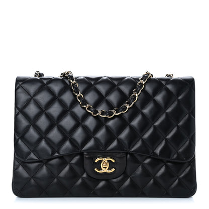 Chanel Lambskin Quilted Jumbo Double Flap Black 1 of 14