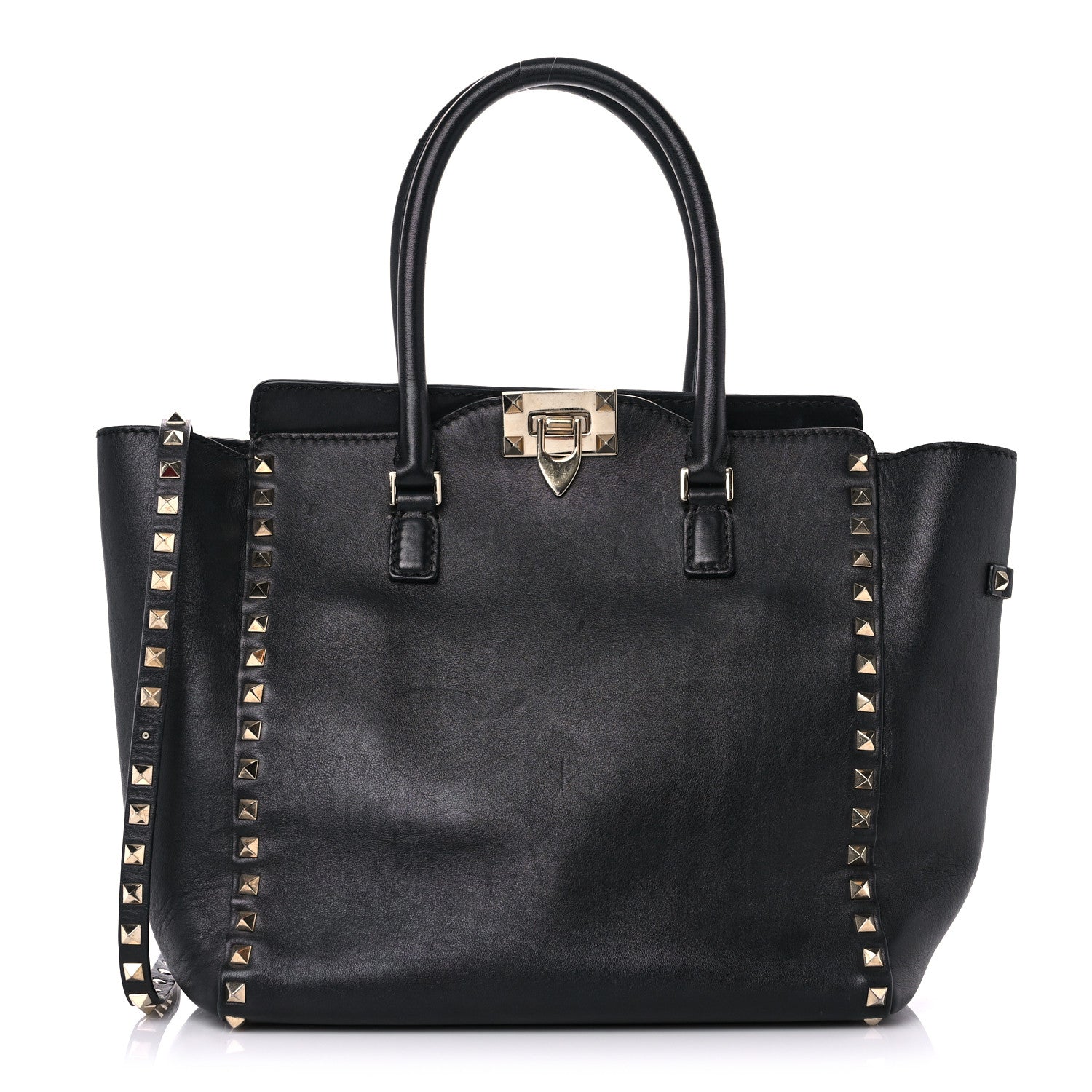 Valentino Garavani Vitello Rockstud Double Handle Tote Black 1 of 28