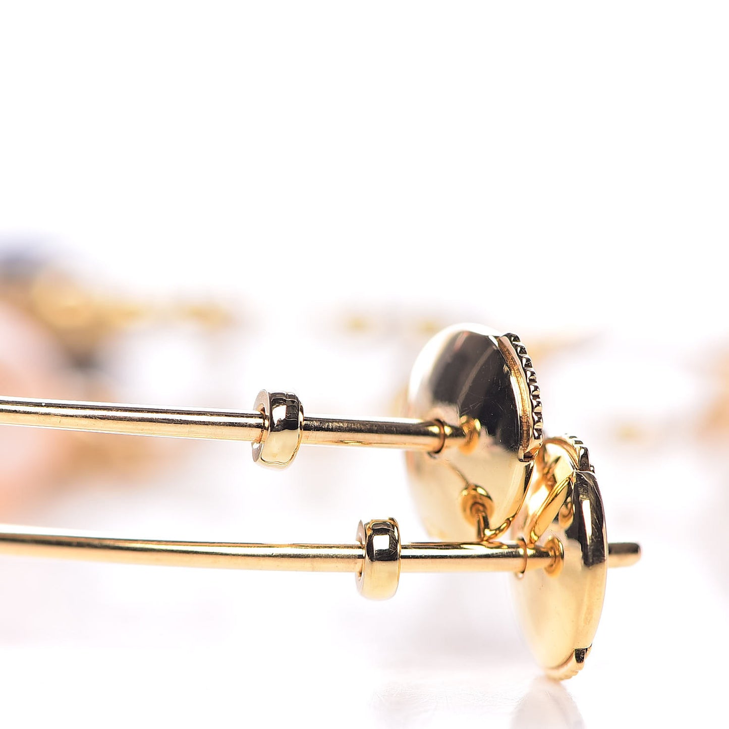 18K Yellow Gold Pearl Monogram Hoop Earrings