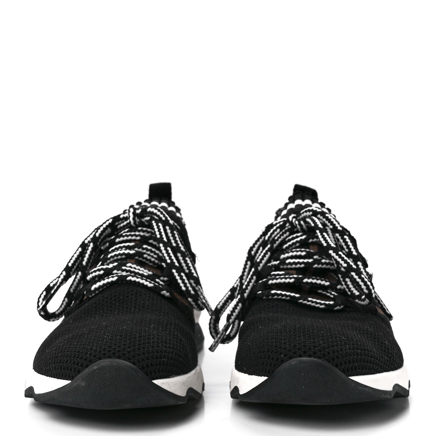 Stretch Knit Jacquard FF Lace-Up Sock Sneakers 37 Tobacco Black