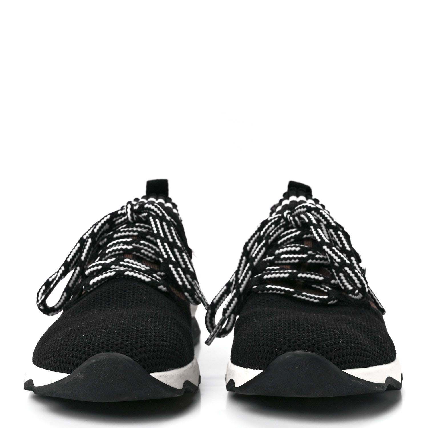 Fendi Stretch Knit Jacquard FF Lace-Up Sock Sneakers 37 Tobacco Black 2 of 7