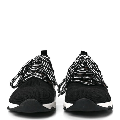 Fendi Stretch Knit Jacquard FF Lace-Up Sock Sneakers 37 Tobacco Black 2 of 7