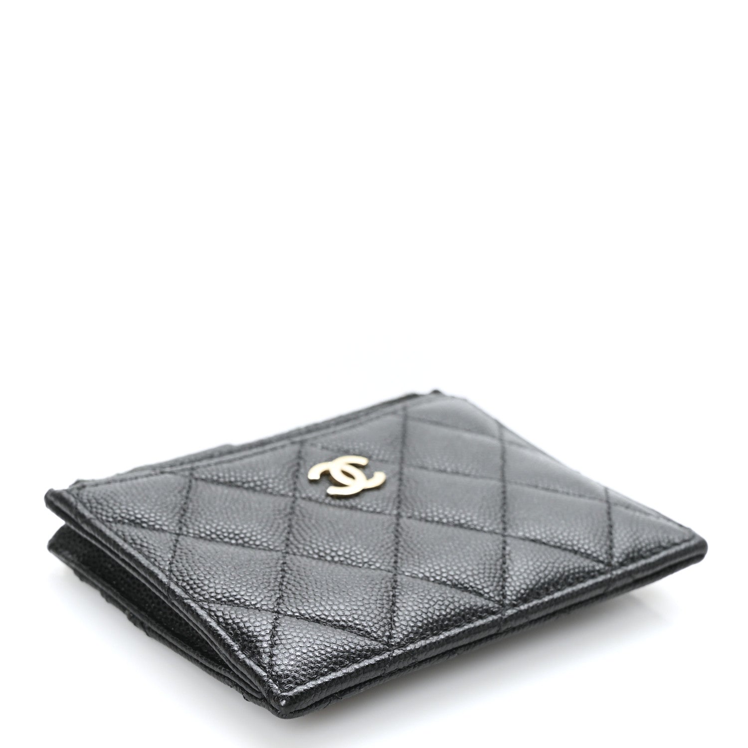 Chanel Iridescent Caviar Quilted CC Zip Card Holder Black 4 of 8