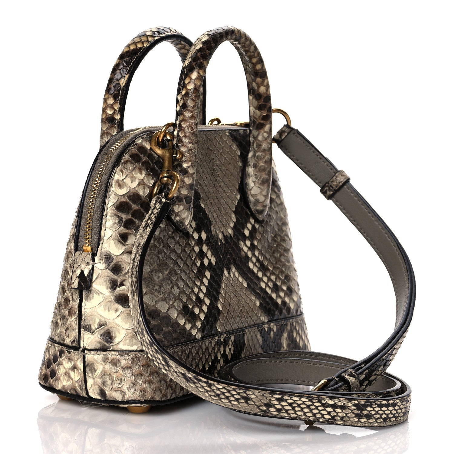 Balenciaga Python Logo XXS Ville Top Handle Bag Black Beige 2 of 9