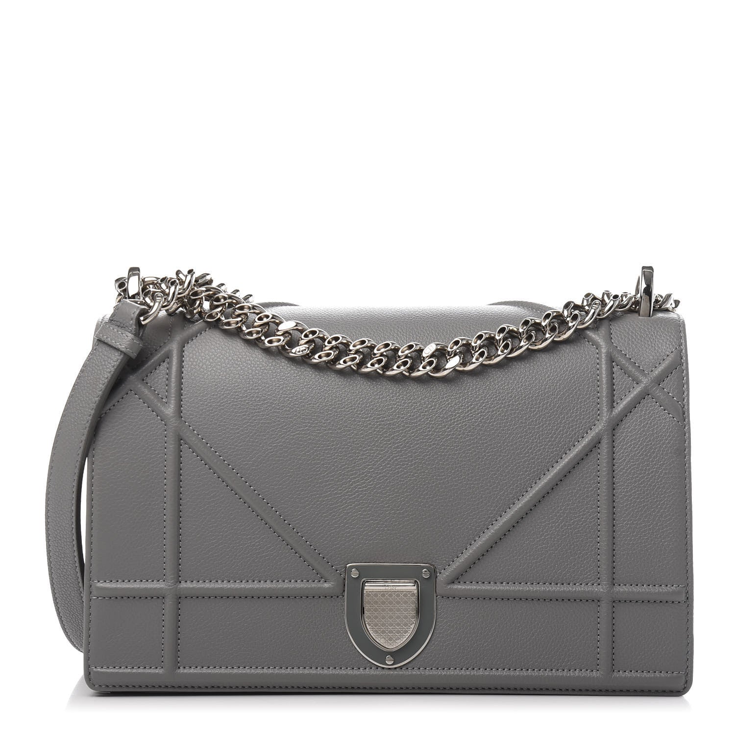 Christian Dior Grained Calfskin Medium Diorama Flap Bag Gris 1 of 10