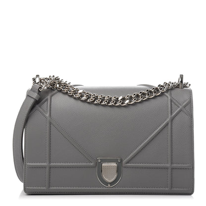Christian Dior Grained Calfskin Medium Diorama Flap Bag Gris 1 of 10