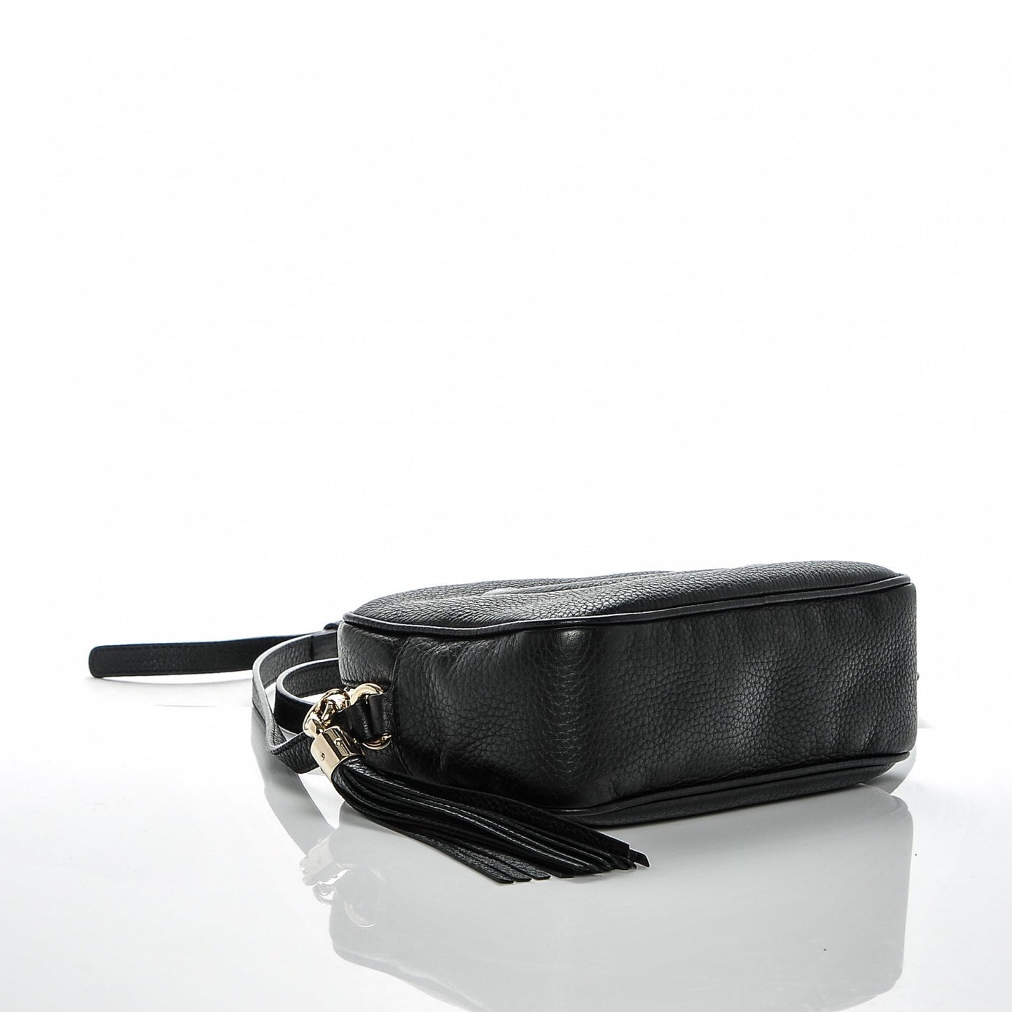 Pebbled Calfskin Small Soho Disco Bag Black