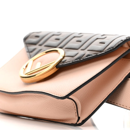 Fendi Vitello Cruise F is Fendi Bi-Color FF 1974 Embossed Envelope Belt Bag Maya Black Light Rose 10 of 11