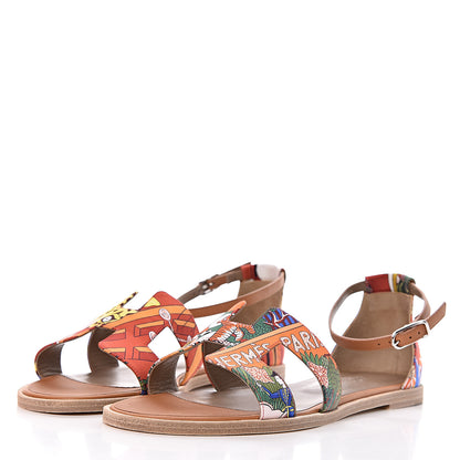 Hermes Canvas Animapolis Santorini Sandals 38 3 of 8