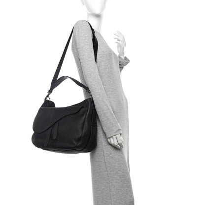 Christian Dior Grained Calfskin Saddle Soft Bag Black 3 of 19