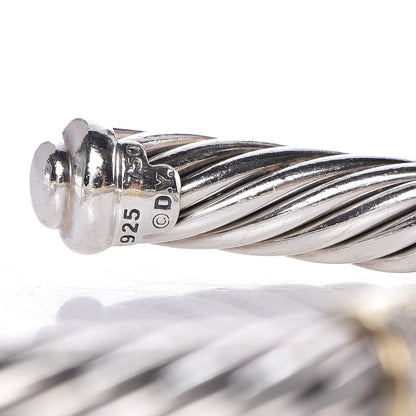 David Yurman Sterling Silver 18K Yellow Gold Diamond 7mm Cable Classics Station Bracelet 6 of 6