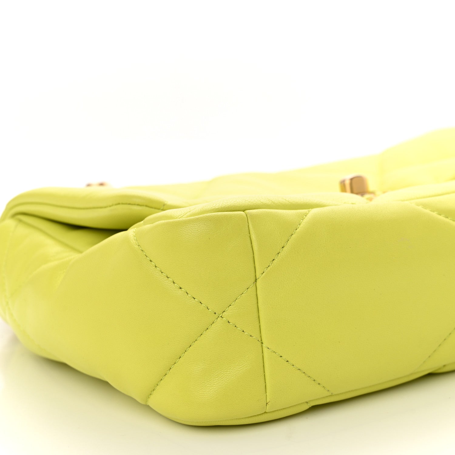 Chanel Shiny Lambskin Quilted Medium Chanel 19 Flap Neon Yellow 9 of 10
