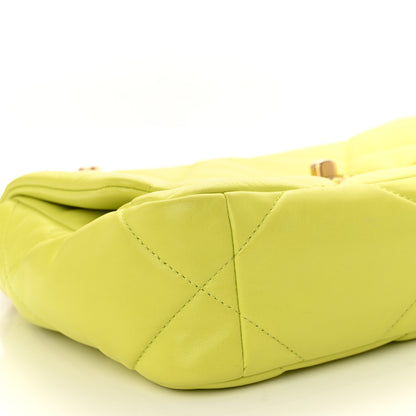 Chanel Shiny Lambskin Quilted Medium Chanel 19 Flap Neon Yellow 9 of 10