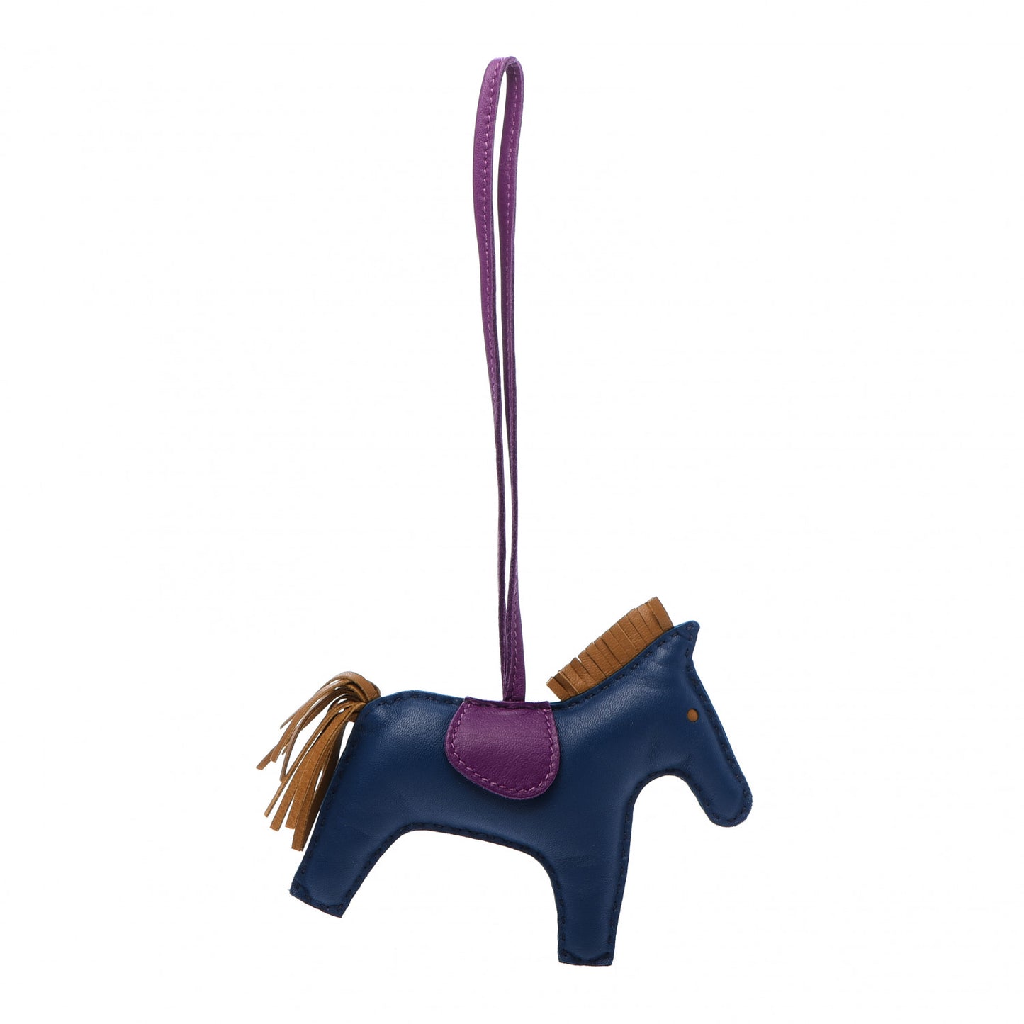 Milo Lambskin Grigri Rodeo Horse Bag Charm GM Bleu de Malte Kraft Violet