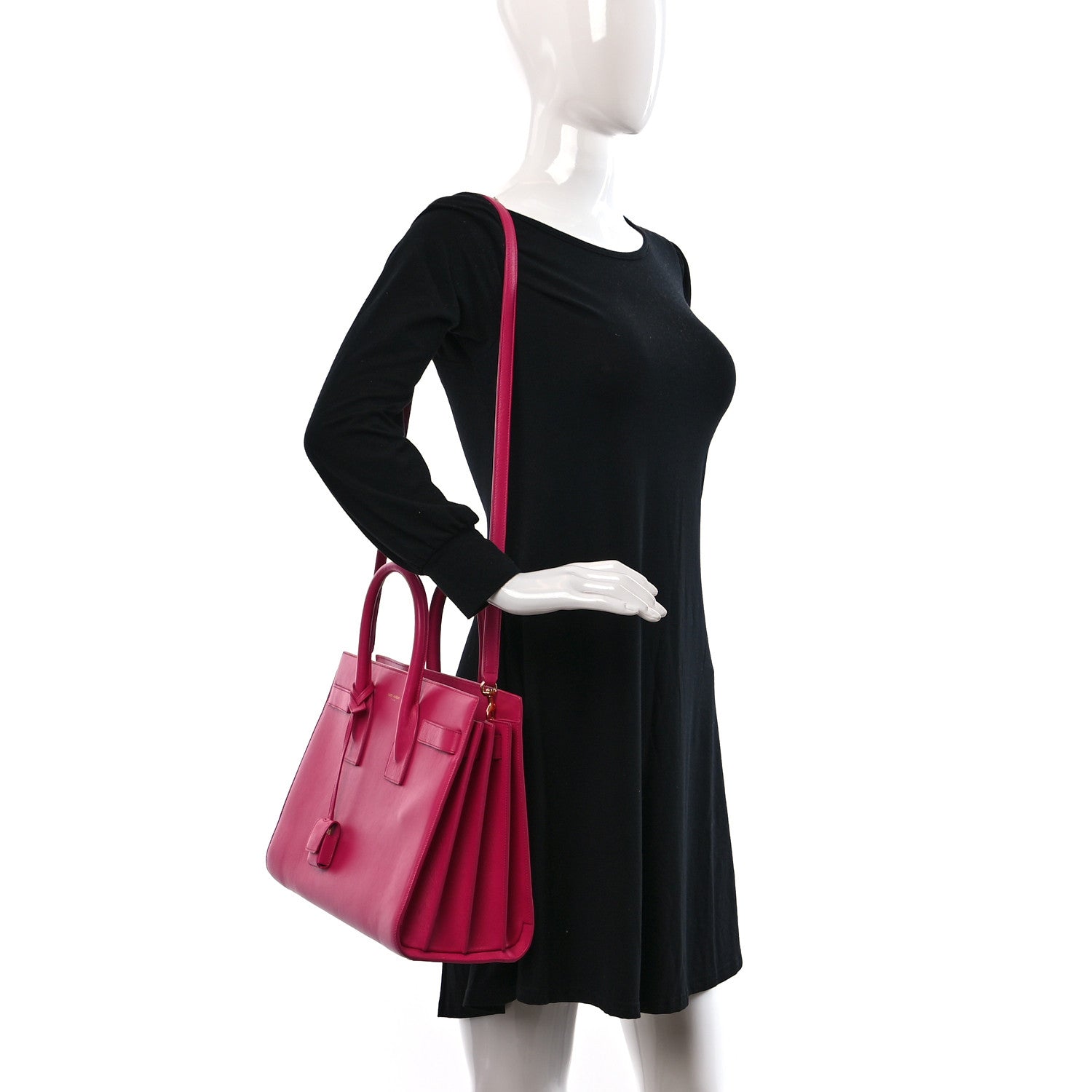 Saint Laurent Calfskin Small Sac De Jour Lipstick Fuchsia 2 of 8
