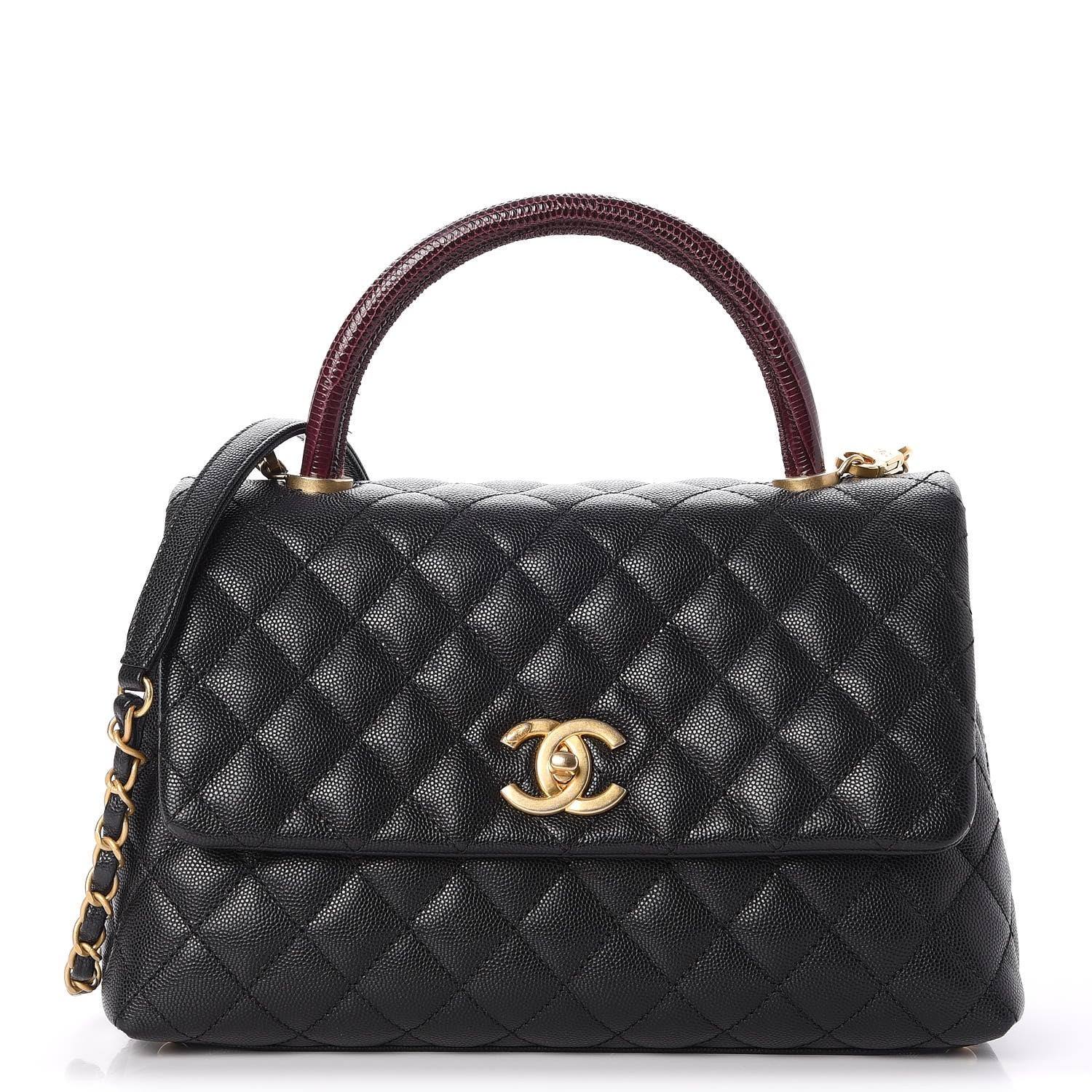 Chanel Caviar Lizard Quilted Small Coco Handle Flap Black 1 of 8