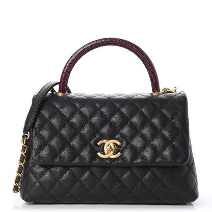 Chanel Caviar Lizard Quilted Small Coco Handle Flap Black 1 of 8