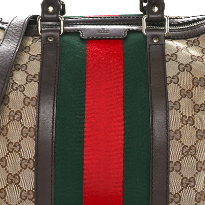 Gucci Monogram Vintage Web Medium Boston Dark Brown 8 of 10