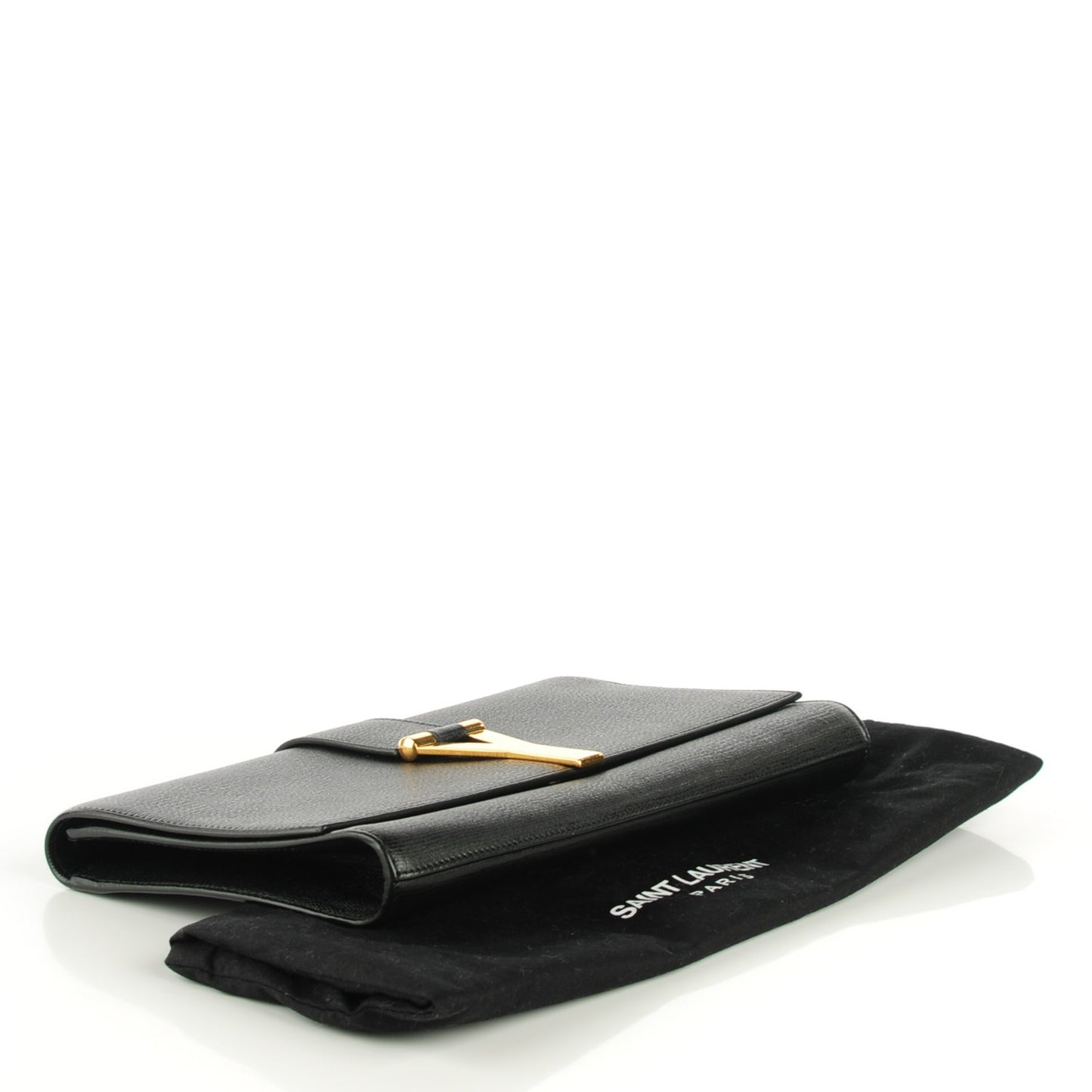 Textured Calfskin Classic Y Ligne Clutch Black