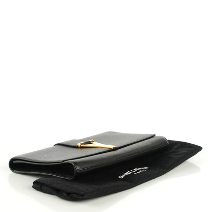 Saint Laurent Textured Calfskin Classic Y Ligne Clutch Black 4 of 8