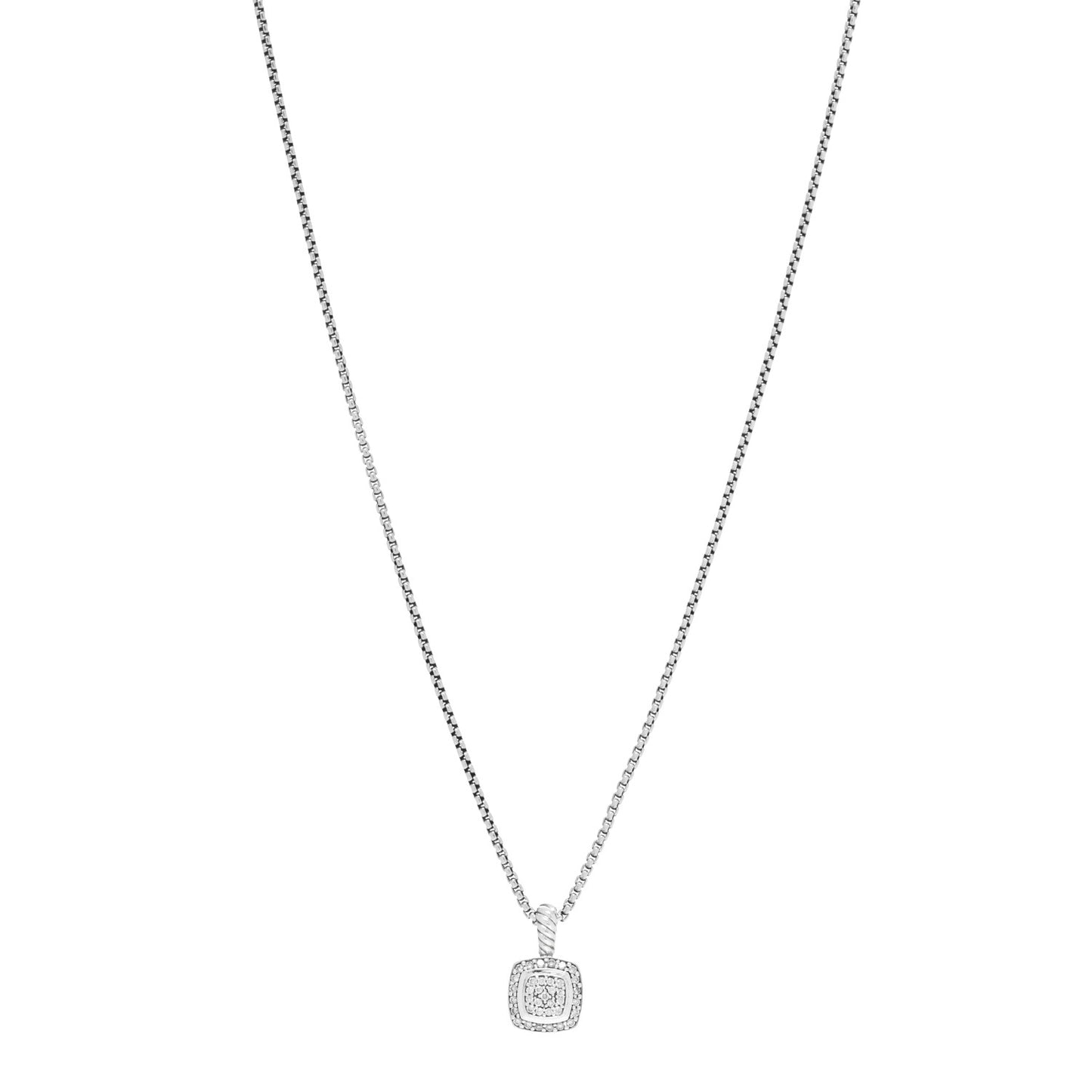 Sterling Silver Diamond Pave 7mm Petite Albion Pendant Necklace