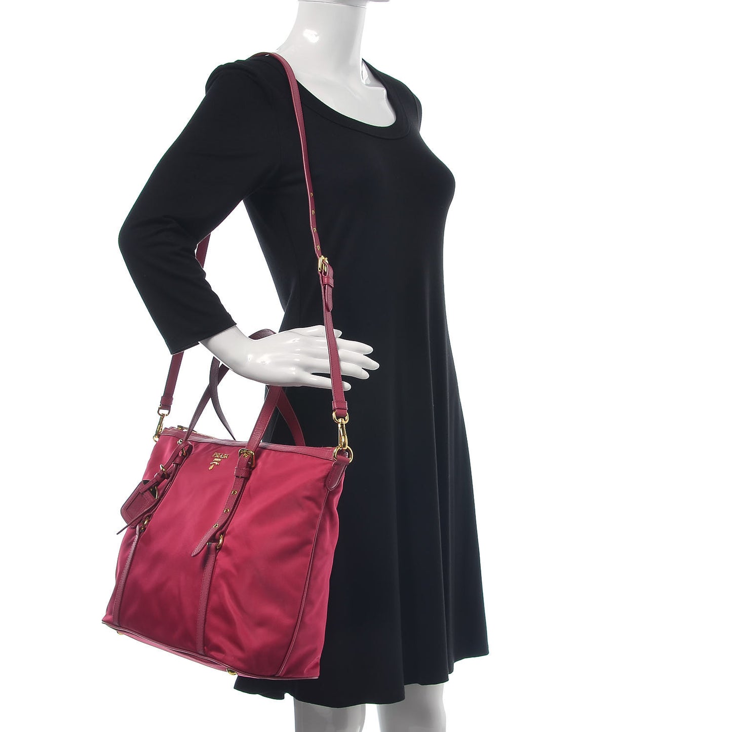 Saffiano Tessuto Nylon Shopping Tote Ibisco