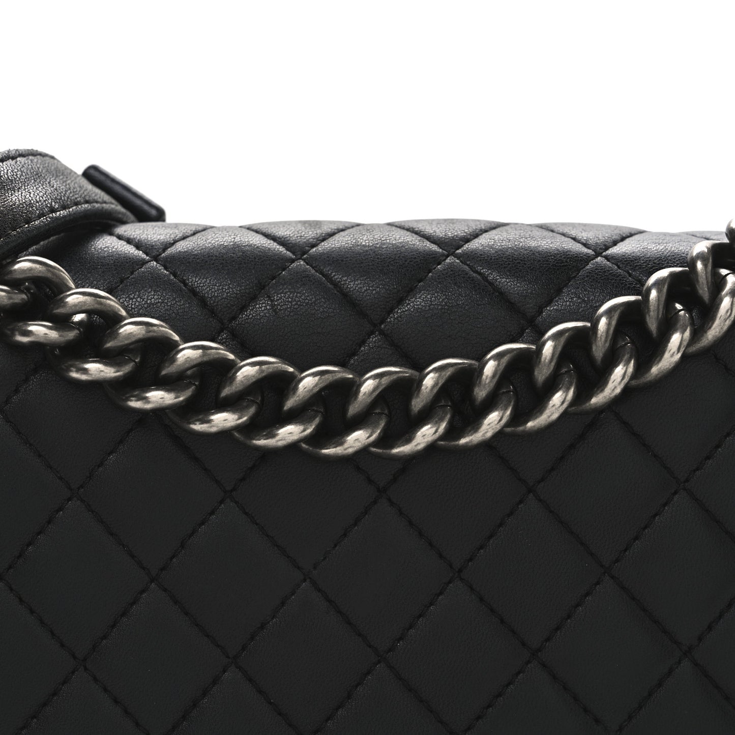 Lambskin Quilted Medium Boy Flap Black