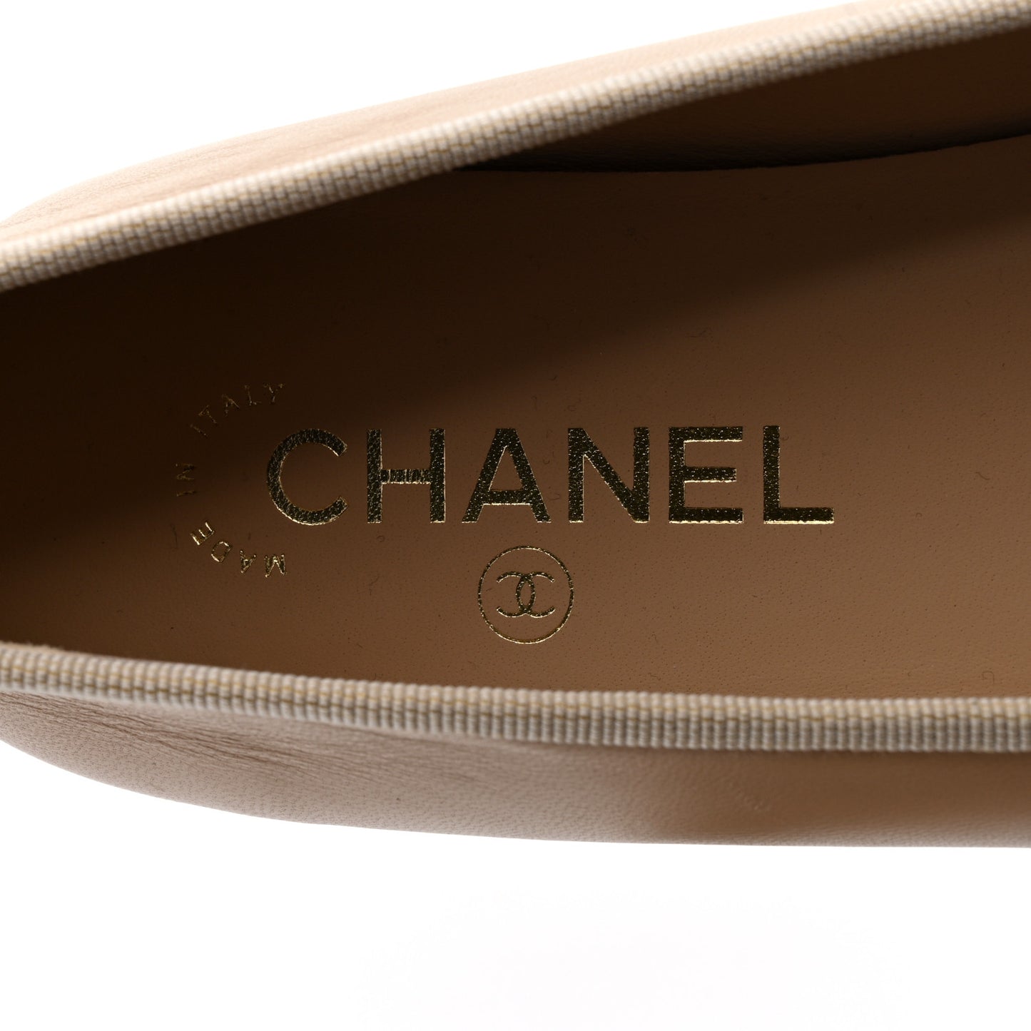 Lambskin Cap Toe CC Ballerina Flats 40 Beige Black
