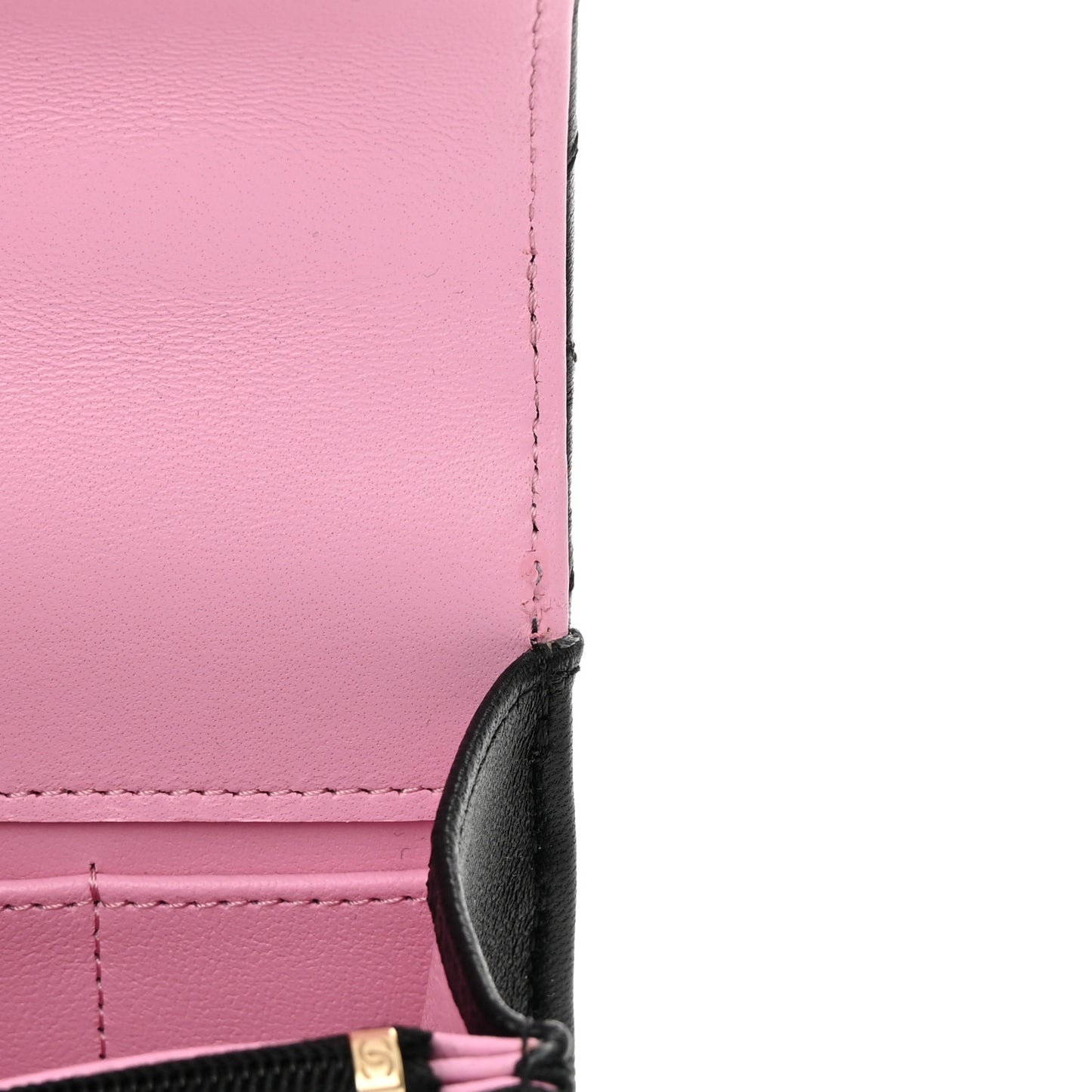 Lambskin Quilted Flap Phone Holder With Chain Black Lilac