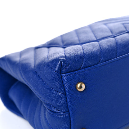 Chanel Caviar Chevron Quilted Small Coco Handle Flap Blue 6 of 11