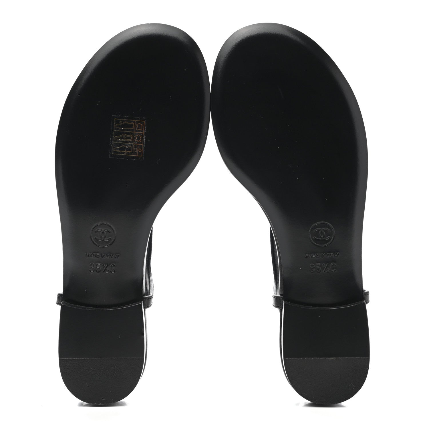 Chanel Calfskin Pearl Crystal CC Charm Thong Sandals 35.5 Black 5 of 11