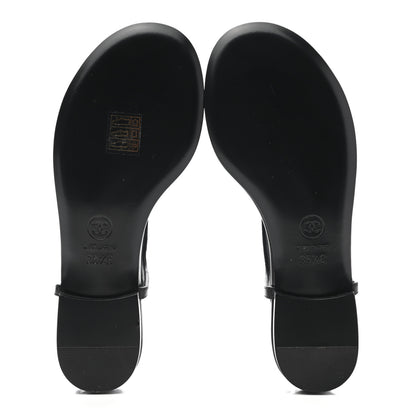 Chanel Calfskin Pearl Crystal CC Charm Thong Sandals 35.5 Black 5 of 11