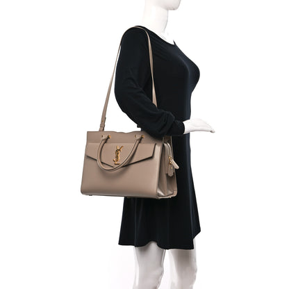 Saint Laurent Grain De Poudre Medium Uptown Tote Dark Latte 2 of 16