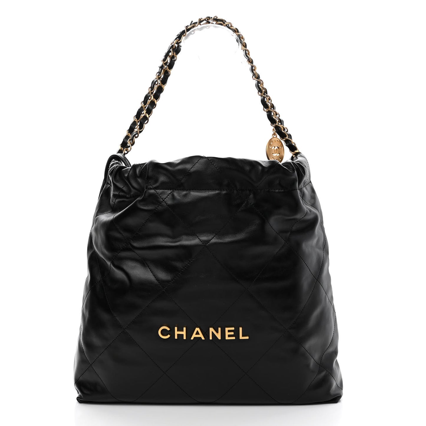 Shiny Calfskin Quilted Chanel 22 Black