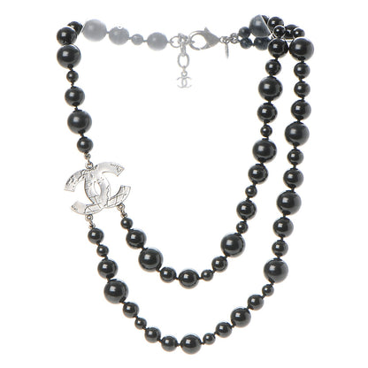 Chanel Glass Bead CC Map Short Necklace Ruthenium Black 1 of 6