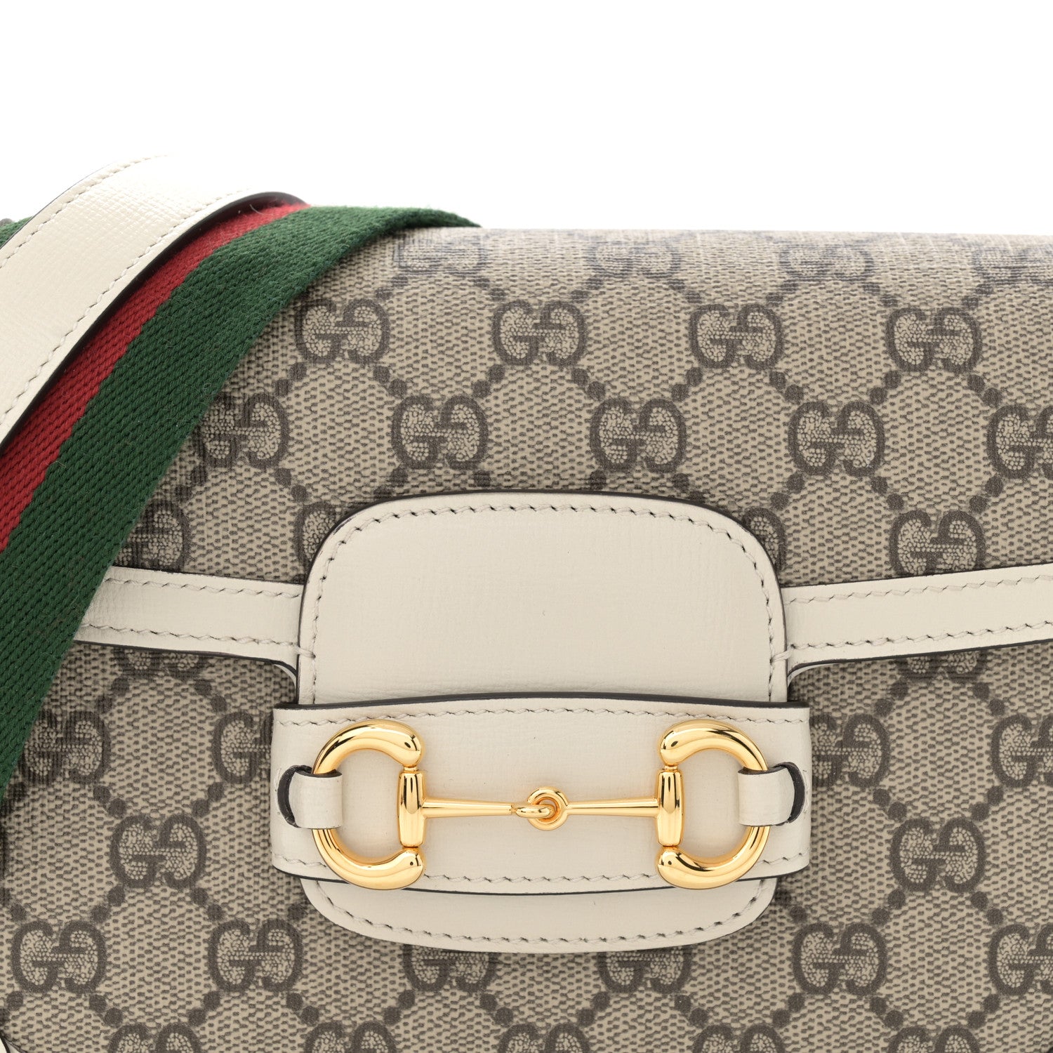 Gucci GG Supreme Monogram Web Mini Horsebit 1955 Shoulder Bag Beige Mystic White 8 of 12