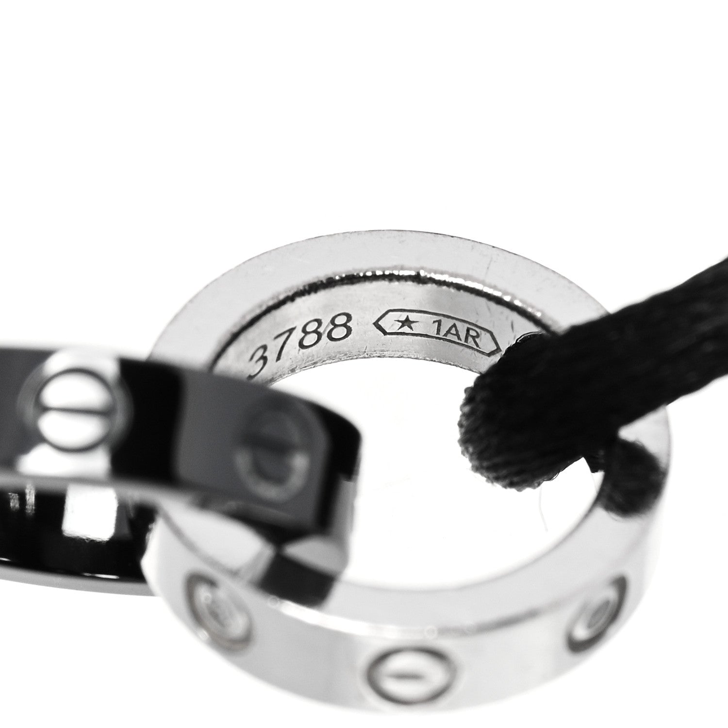 Cartier 18K White Gold Ceramic 4 Diamond LOVE Cord Bracelet Black 6 of 6