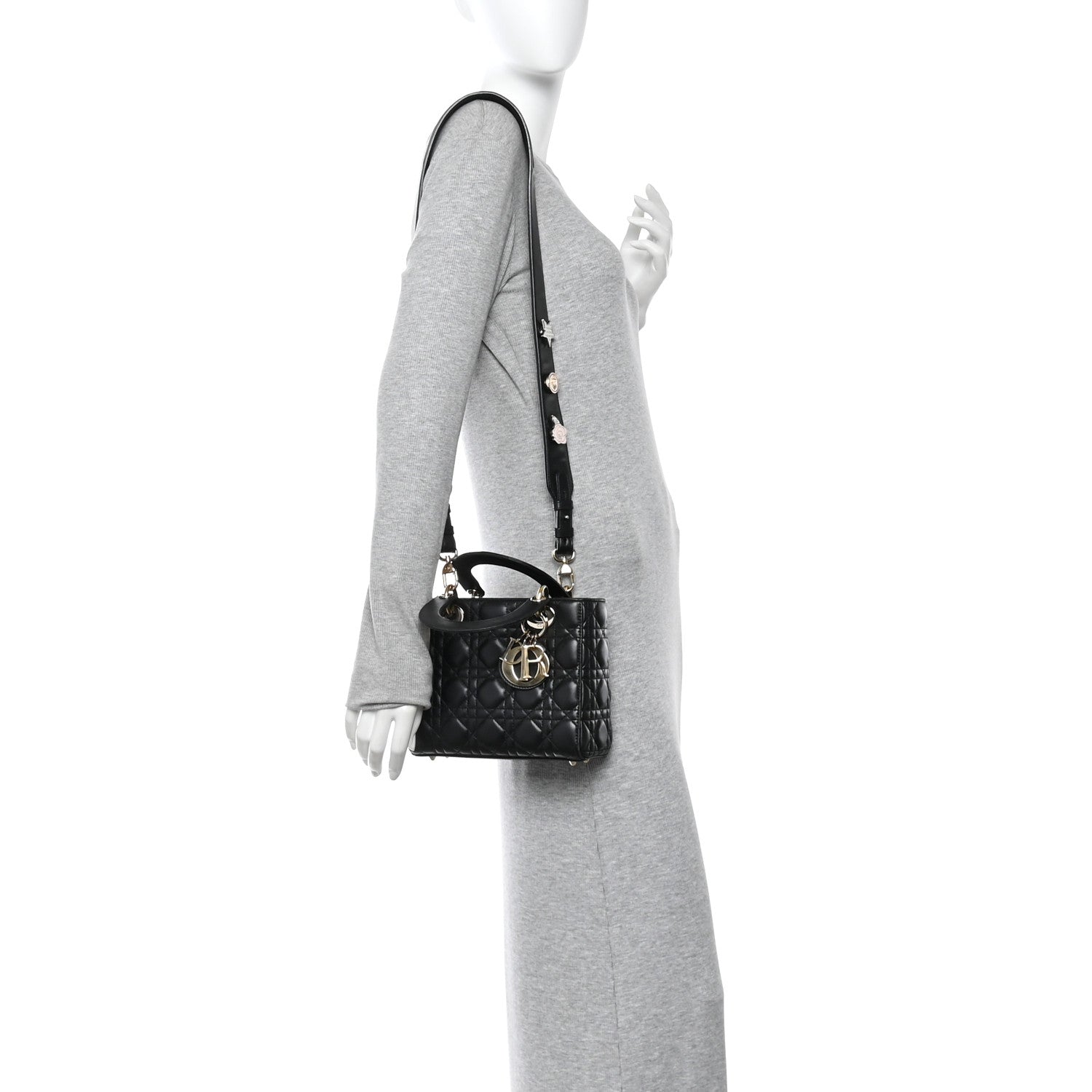Christian Dior Lambskin Cannage Small My ABCDior Lady Dior Black 2 of 9
