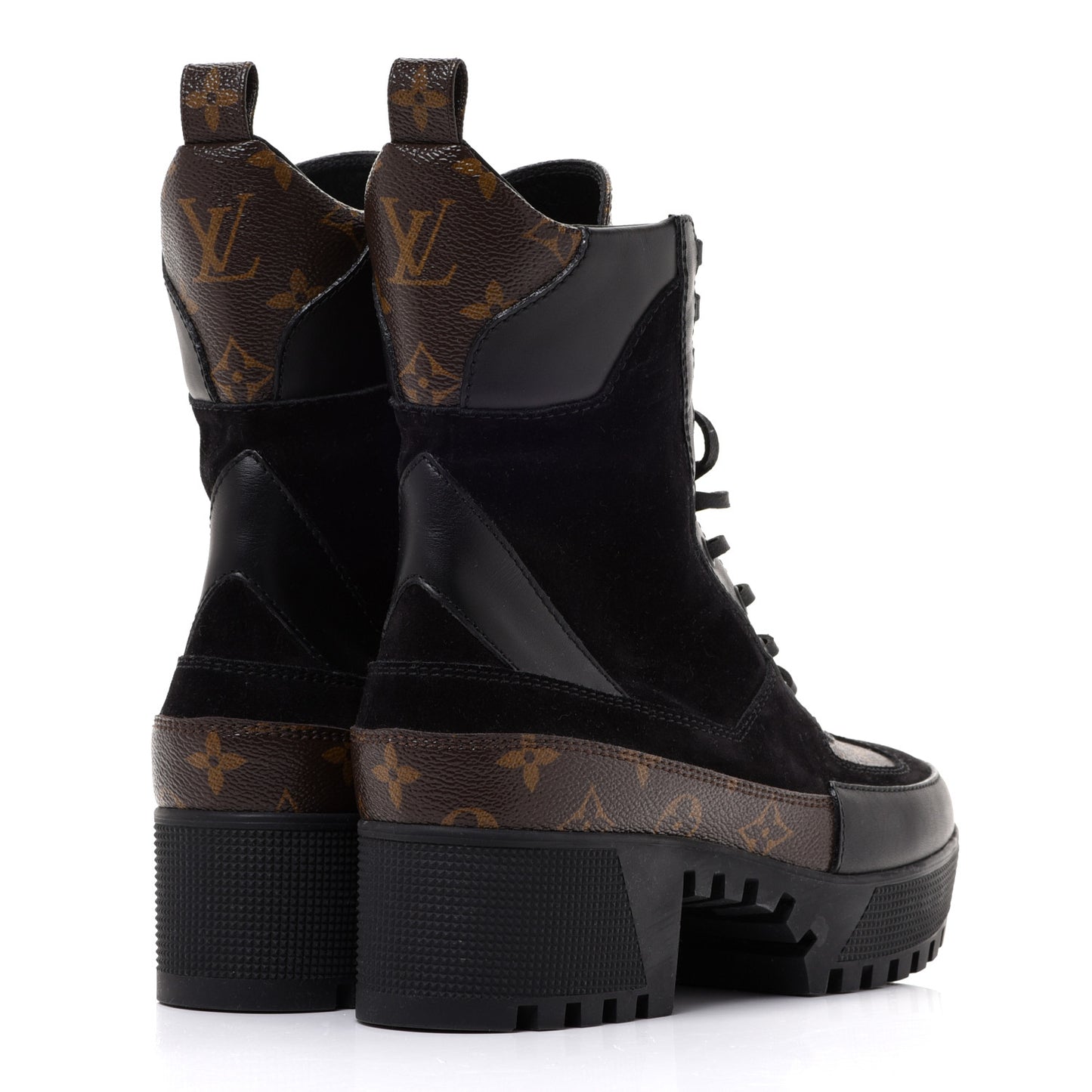 Suede Calfskin Monogram Laureate Platform Desert Boots 40 Black