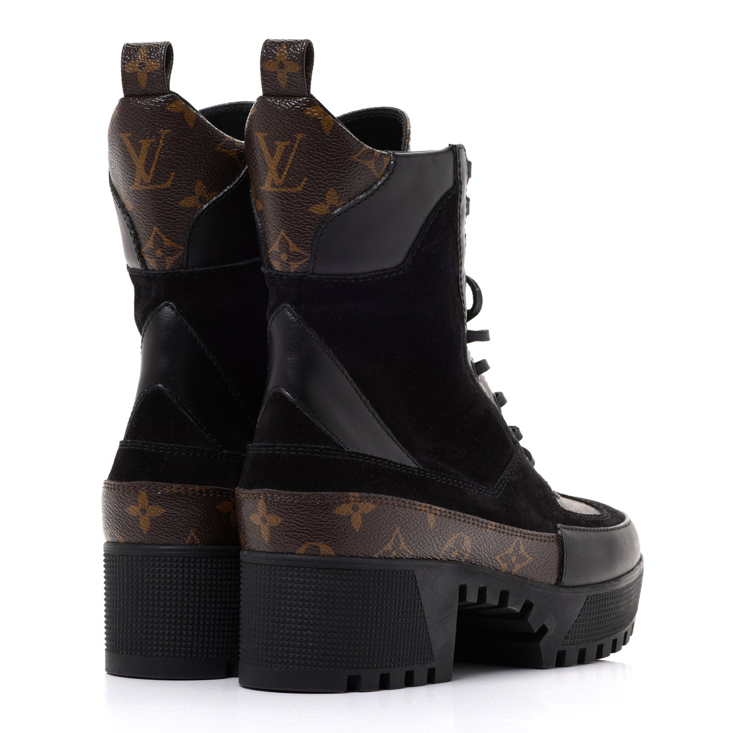 Louis Vuitton Suede Calfskin Monogram Laureate Platform Desert Boots 40 Black 4 of 8