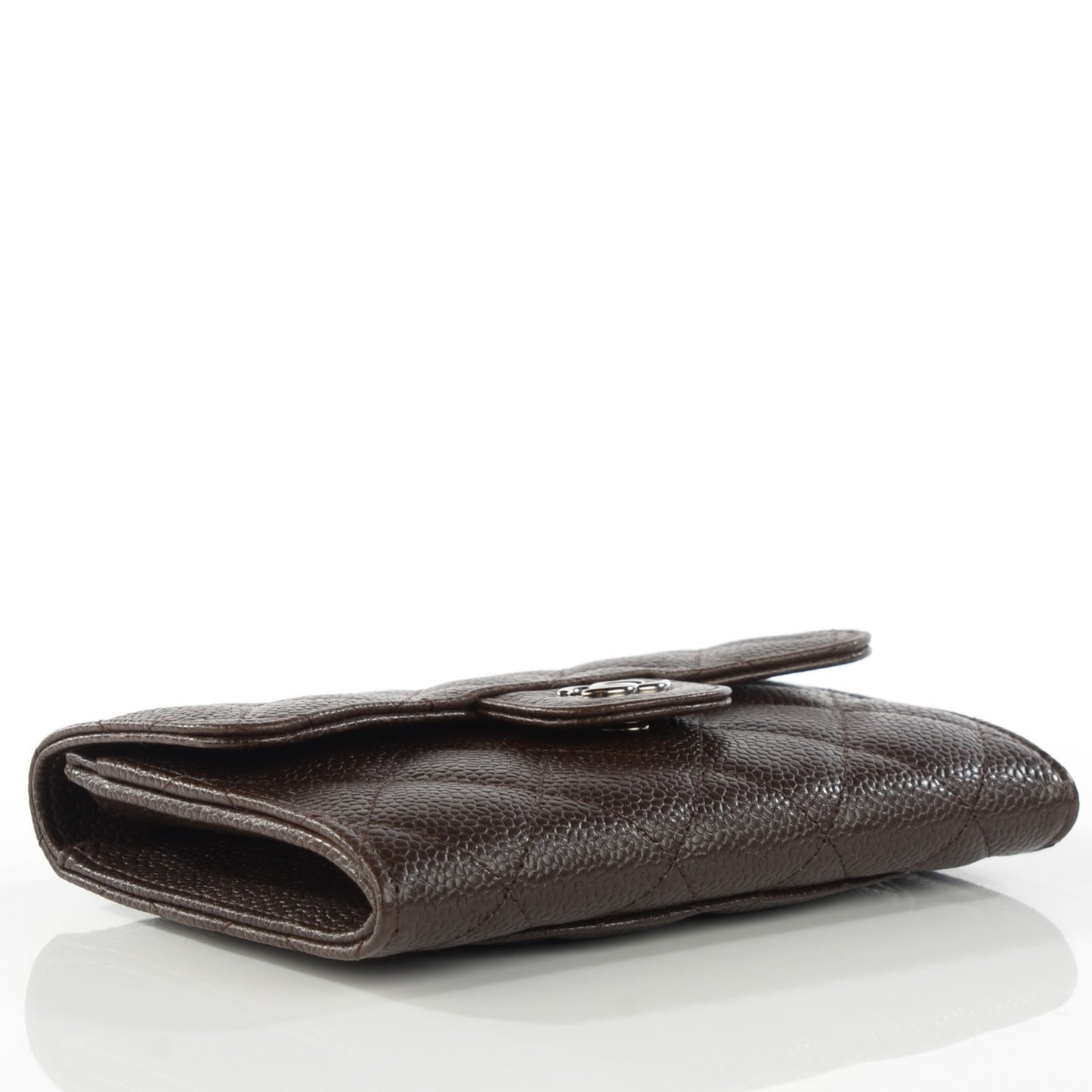 Caviar Quilted Small Flap Wallet Marron Fonce