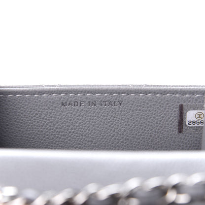 Chanel Grained Calfskin Quilted CC Box Clutch With Chain Grey 9 of 12