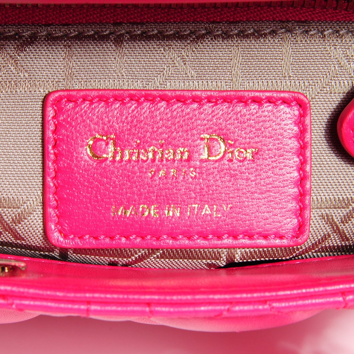 Lambskin Cannage Mini Lady Dior Fuchsia