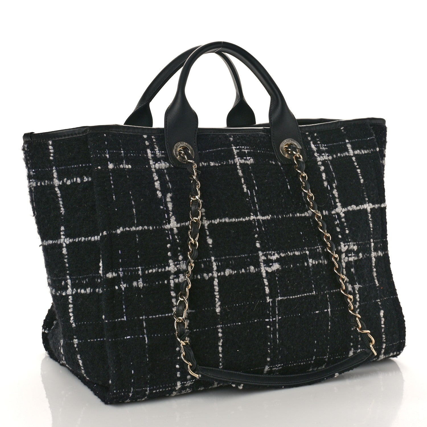 Chanel Tweed Medium Deauville Tote Black White Multicolor 4 of 10