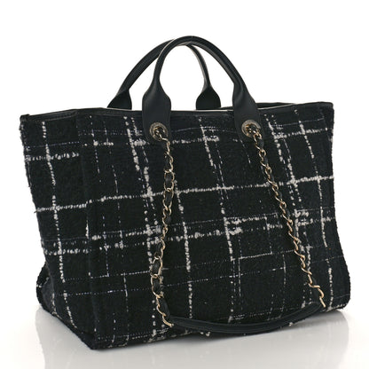 Chanel Tweed Medium Deauville Tote Black White Multicolor 4 of 10