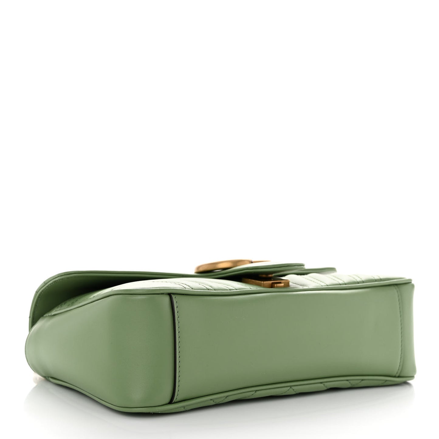 Calfskin Matelasse Small GG Marmont Shoulder Bag Salamander Green
