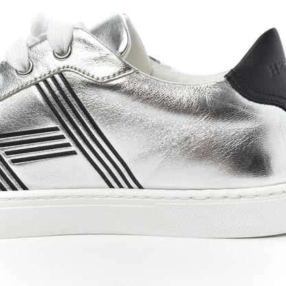 Hermes Metallic Calfskin Womens Avantage Sneakers 36.5 Gris Argente Black 13 of 22