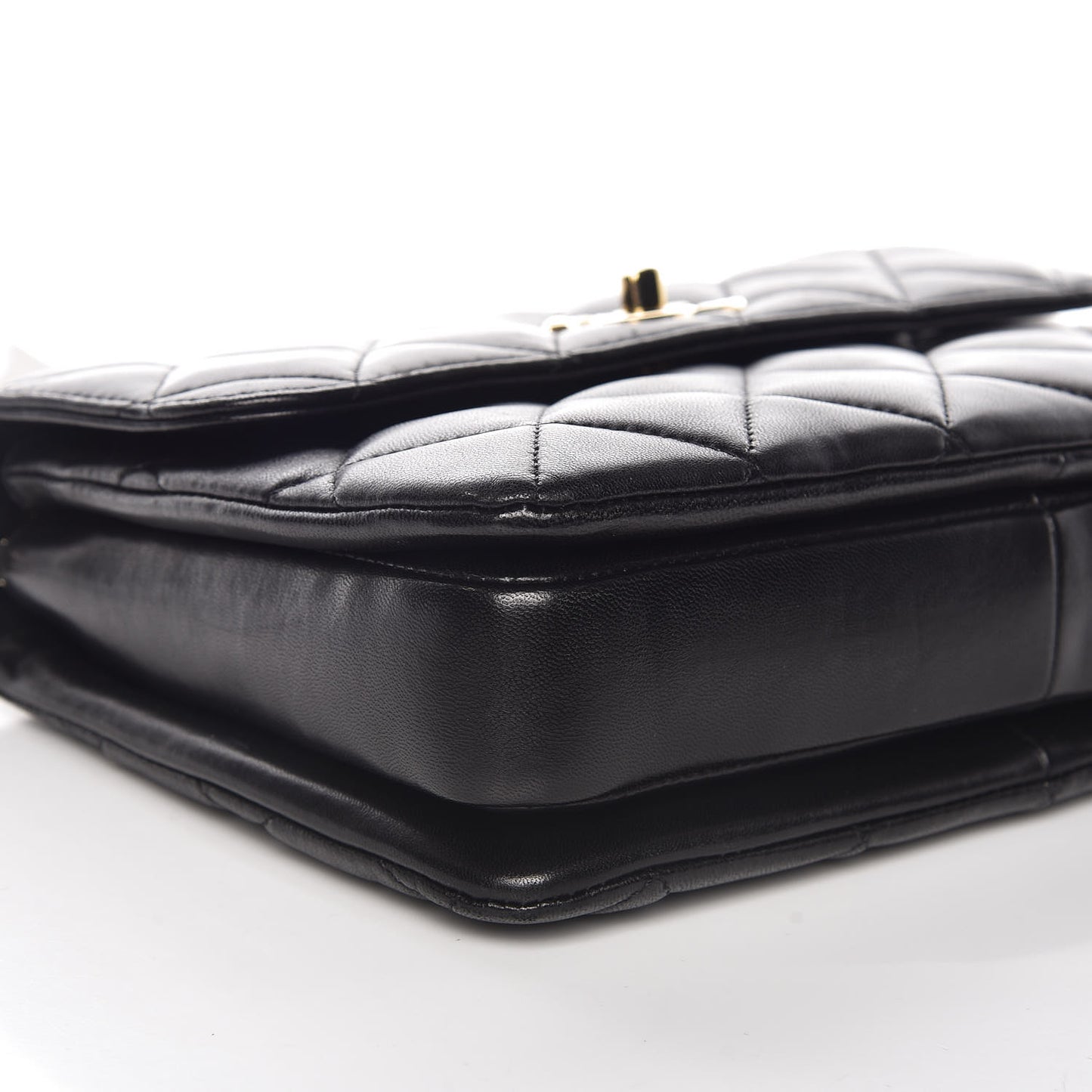Lambskin Quilted Small Trendy CC Dual Handle Flap Bag Black