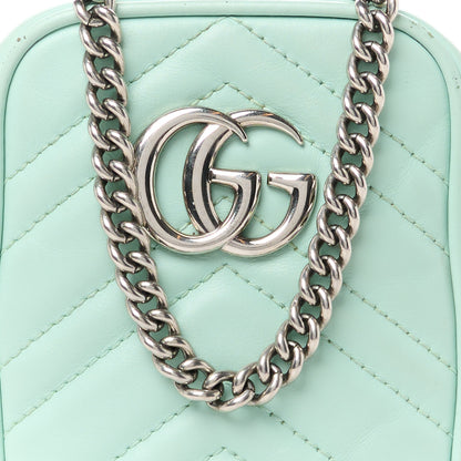 Gucci Calfskin Matelasse Mini GG Marmont Crossbody Bag Water Green 8 of 11